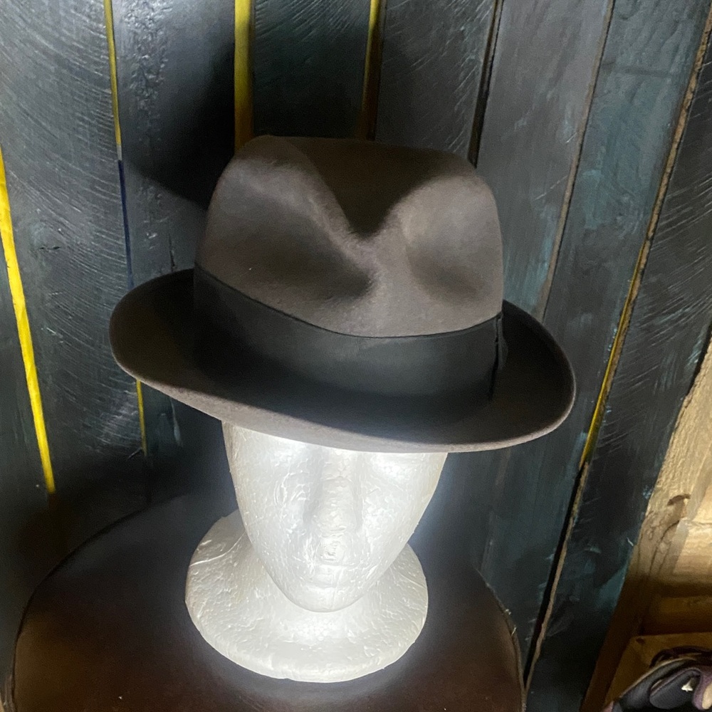 Vintage West-Brooke Stylish Gray Fedora fur felt Hat 6 7/8
